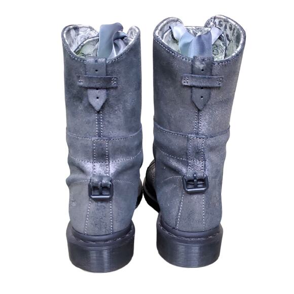 Dr. Martens Metallic Silver Leather Aimilie Lace Up Foldover Boot Size 7 - Picture 5 of 12